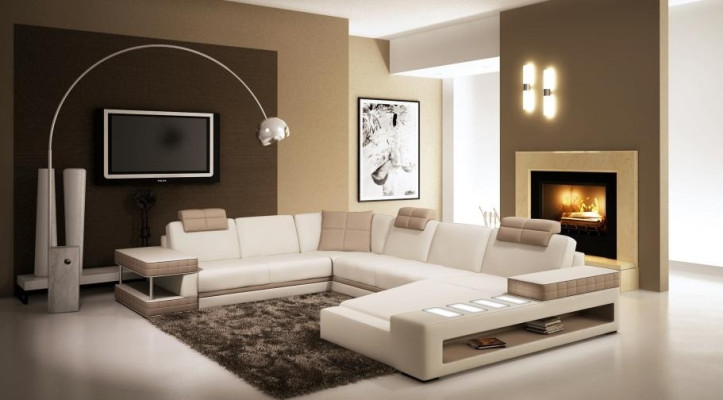 Corner sofa with LED & USB Living landscape Sofa Upholstery Couch Suite U-shape Leather
