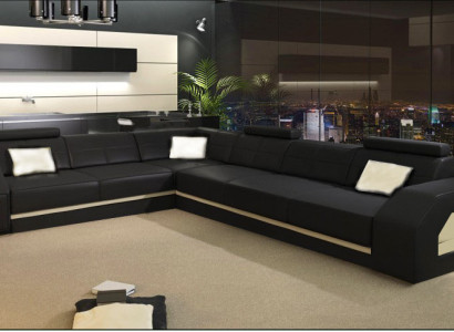 Elegant leather corner sofa for the living room – stylish comfort