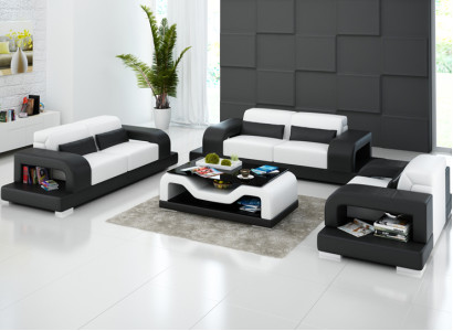Leather sofa Couch Living landscape 3+2+1 Seater Suite Design Modern Sofa with USB