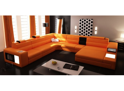 Modern Elegant U-shape Corner sofa from Leather for stylish living room sofa