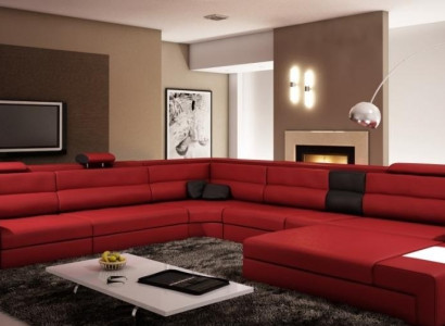 Living landscape Leather sofa Couch Corner sofa Corner Suite Design Modern Sofa + USB new