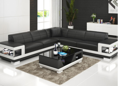 Leather sofa with USB Living landscape Corner sofa Eck Suite Design Modern Sofa G8017B