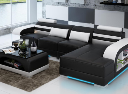 Leather sofa with USB Living landscape Corner sofa Corner Suite Design Modern Sofa G8033C
