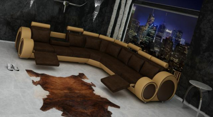 Textile SOFA DESIGNERSOFA COUCH Corner sofa Living landscape ECK new Suite Leather !!!