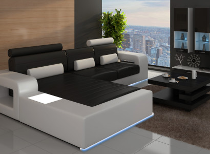 Leather Corner sofa Suite with USB,LEDERCOUCH custom-made SOFA Suite Corner sofa