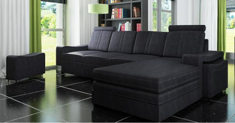 Textile couch with USB Fabric sofa Fabric couch Corner sofa Sofa Upholstery Suite Corner new