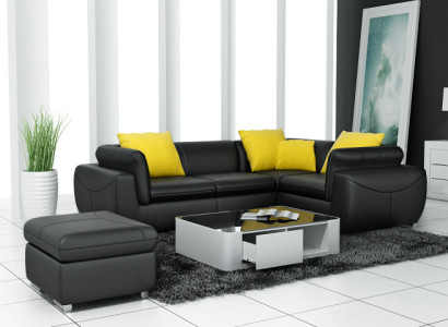 Leather sofa with USB Living landscape Corner sofa Eck Suite Design Modern Sofa F3014C