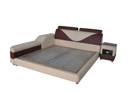 Luxury Leather Design Upholstery Beds with USB Modern Illuminated Double Bed designer