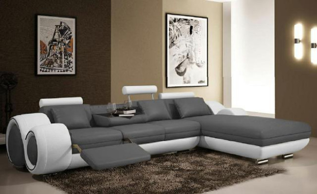Corner sofa USB Living landscape Couch Leather sofa Sofa Suite made to measure