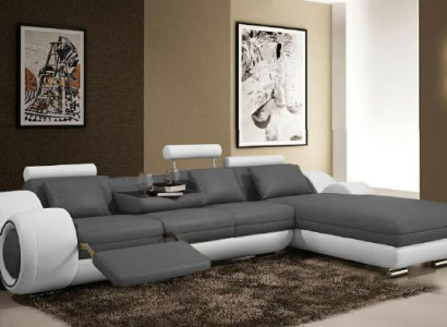 Corner sofa USB Living landscape Couch Leather sofa Sofa Suite made to measure