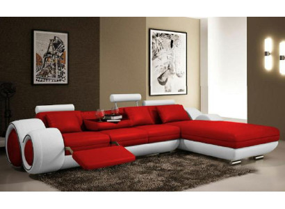 Corner sofa USB Living landscape Leather sofa Sofa Custom-made Upholstery Suite Couch