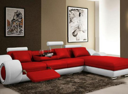 Corner sofa USB Living landscape Leather sofa Sofa Custom-made Upholstery Suite Couch