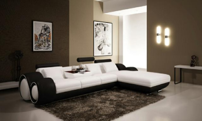 Corner sofa USB Living landscape Leather sofa Sofa Custom-made Upholstery Suite Couch