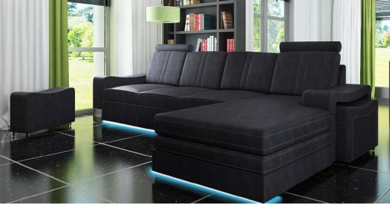 Textile couch Corner sofa Fabric sofa with USB Corner sofa Sofa Upholstery Suite Corner new