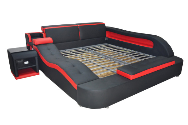 Double Luxury Design Leather Bed Upholstery Beds Modern Hotel Multifunction