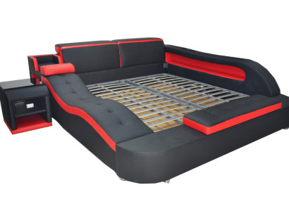 Double Luxury Design Leather Bed Upholstery Beds Modern Hotel Multifunction