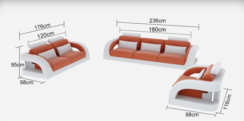 Design leather sofa couch sets 3+2+1 seater suite sofa set sofa USB