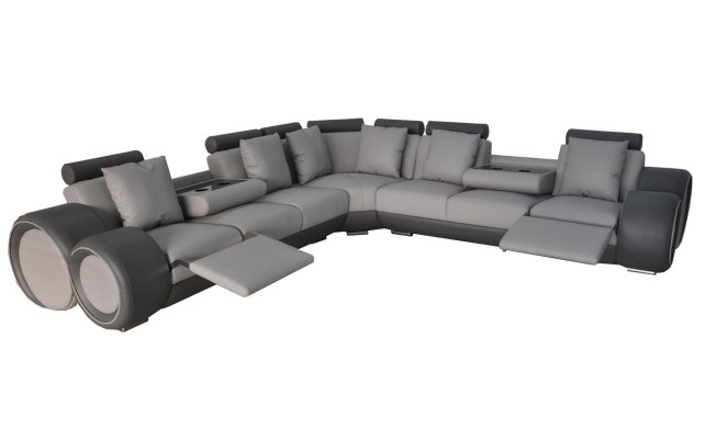 Corner Leather Modern XXL Couch Living landscape Leather Sofa Sofa L-shape + USB Couch new