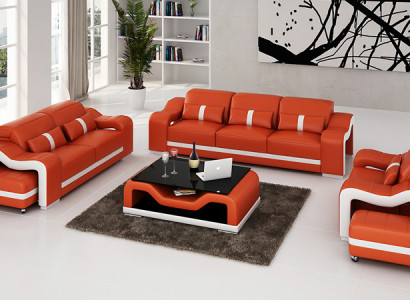 Leather sofa Couch Living landscape 3+2+1 Seater Suite Sofa set Sofa