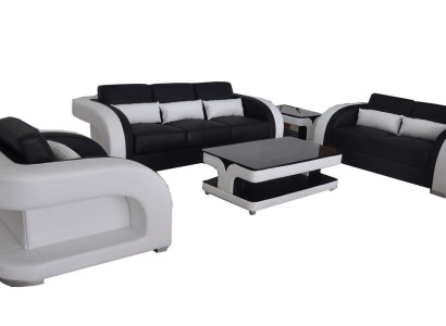 XXL Leather Living landscape Suite Design Modern Sofa + USB Sets 3+2+1 new