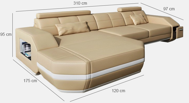 Corner sofa USB + LED Sofa Living landscape U-shape Upholstery Couch Leather sofa Fabric Leather