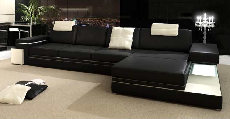 Leather sofa with USB Living landscape XXL Corner sofa Bigsofa Design Couch Designer sofa