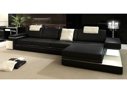 Leather sofa with USB Living landscape XXL Corner sofa Bigsofa Design Couch Designer sofa