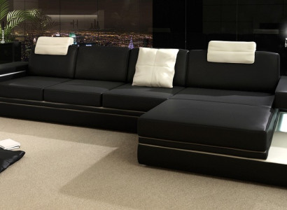 Leather sofa with USB Living landscape XXL Corner sofa Bigsofa Design Couch Designer sofa