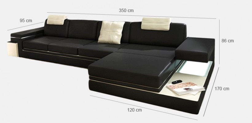 Leather sofa with USB Living landscape XXL Corner sofa Bigsofa Design Couch Designer sofa