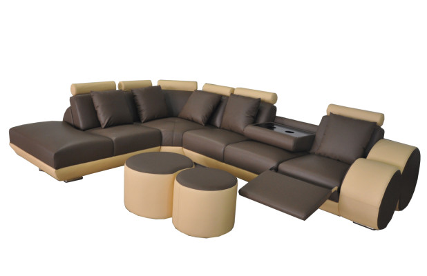 Design Leather Upholstery Seat Leather Upholstery Landscape Room Living Sofa Corner with USB
