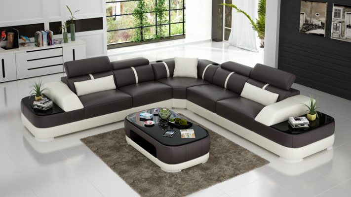 Leather Sofa Upholstery Seat Corner Sofa Suite Living landscape Living room Couch with USB