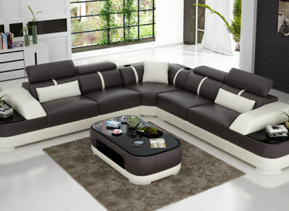 Leather Sofa Upholstery Seat Corner Sofa Suite Living landscape Living room Couch with USB