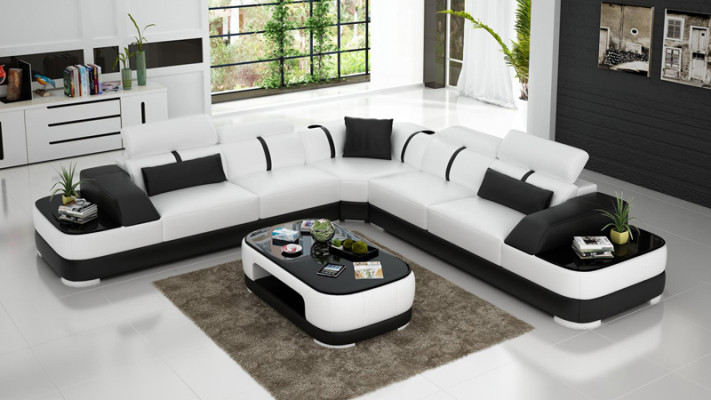 Leather Sofa Upholstery Seat Corner Sofa Suite Living landscape Living room Couch with USB