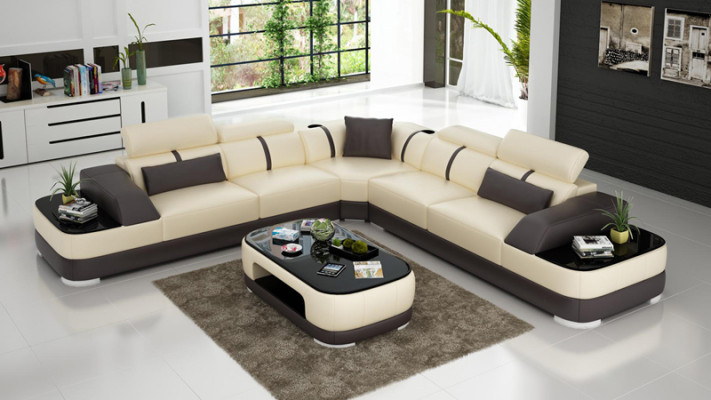 Leather Sofa Upholstery Seat Corner Sofa Suite Living landscape Living room Couch with USB