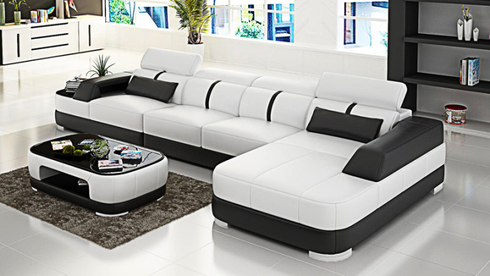 Leather Sofa Upholstery Seat Corner Sofa Suite Living landscape Living room Couch with USB