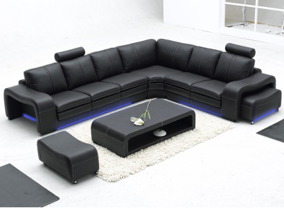 Design leather sofa with USB Couch Living landscape Corner sofa Corner Modern Suite new