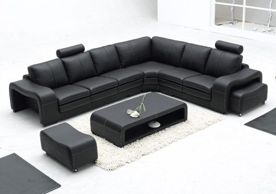 Design leather sofa with USB Couch Living landscape Corner sofa Corner Modern Suite new