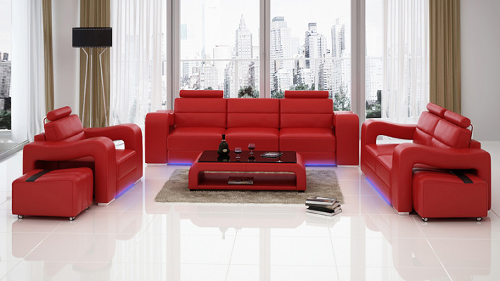 Leather sofa Couch Living landscape 3+2+1 Seater Suite Design Modern Sofa USB new