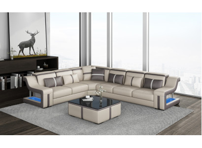 Sofa USB LED Upholstery Sofas Couches Landscape Furniture Seat Corner Suite L-shape new