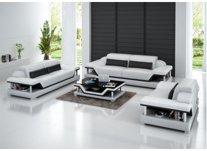 Leather sofa Couch Living landscape 3+2+1 Seater Suite Design Sofa Sofa set