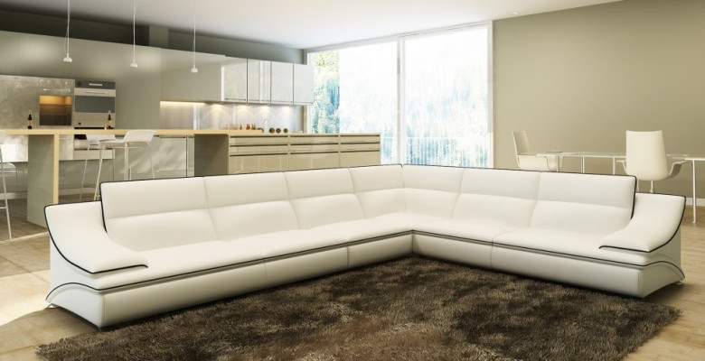 Corner sofa with USB,Couch Sofa Living landscape Seat Eck Suite Leather Textile Salut