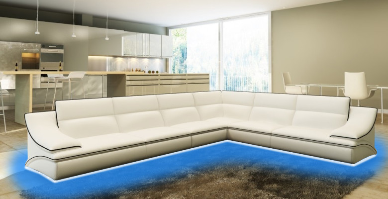 Corner sofa with USB,Couch Sofa Living landscape Seat Eck Suite Leather Textile Salut