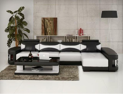 Corner sofa Corner Sofa with USB Suite Upholstery Leather Living landscape Chaise lounge Wies