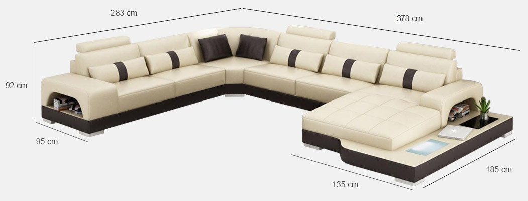 Leather U-shape Living landscape Couch Big XXL Sofa Upholstery Corner Suite Eck SendenS