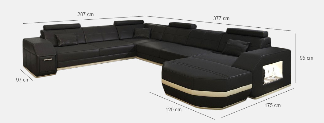 Leather sofa Corner sofa Living landscape Corner sofa Corner sofa Upholstery Seat Corner WyenW/B new