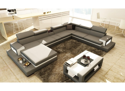 Leather sofa Sofa Corner sofa U-shape Couch Living landscape Designer Seat Corner