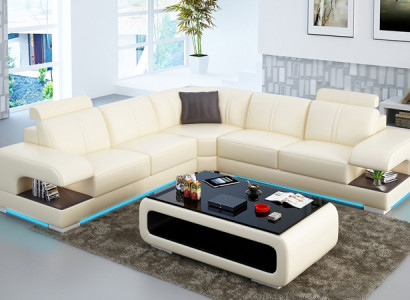 Leather sofa Couch Living landscape Corner sofa Corner Suite Design Corner sofa Sofa G8028B