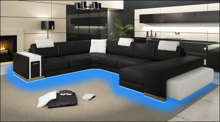 Living landscape Designer Sofa Couch Big Upholstery Leather Sofas Corner Corner Seat