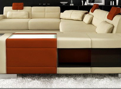 Leather sofa sofa couch designer sofa U-shape corner suite upholstered corner XXL Big PH3005
