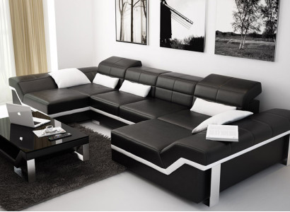 Leather sofa Sofa Couch Living landscape Corner sofa Suite Design Modern Sofa K5007C